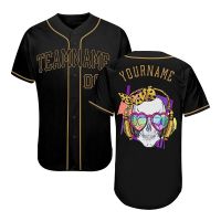 New Baseball Jersey Hip Hop Streetwear Skull Pattern Stitched Jersey Team Uniform