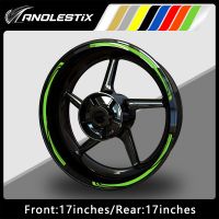 AnoleStix Reflective Motorcycle Wheel Stickers Hub Decal Rim Stripe 17/17 Inchs For YAMAHA Honda Kawasaki Suzuki BMW KTM Triumph Wheel Covers