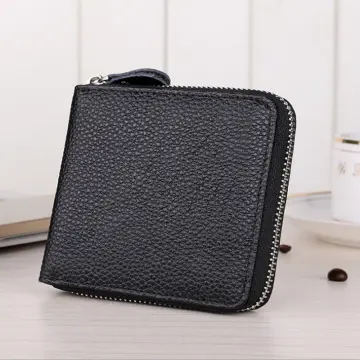 Luufan Genuine Leather Slim Wallet Men Short Purse Zipper Coin Purse Travel  Wallet Rfid Card Slots Purse Black Wallet For Male