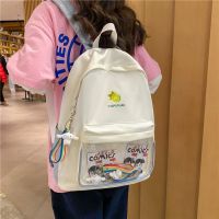 [COD] college style retro student backpack girl schoolbag large capacity transparent pain bag