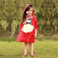 ZZOOI Little red princess girl riding cape wearing white snow Santa birthday carnival dress Halloween costume