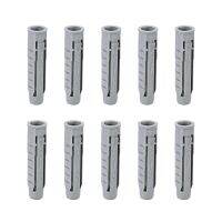 【cw】 25pcs 10mmX50mm Plastic Expansion Pipe Column Concrete Wall Plug Gray  for Garden Application