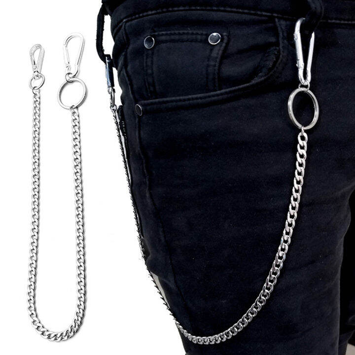 QIANGUANG Pant Chain Jeans Stainless Steel Street Big Ring Punk Metal
