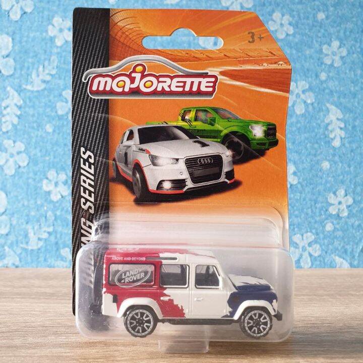 โมเดลรถเหล็ก-majorette-land-rover-defender-110-racing-series-266b-white-เปิดฝาประโปรงหน้ารถได้