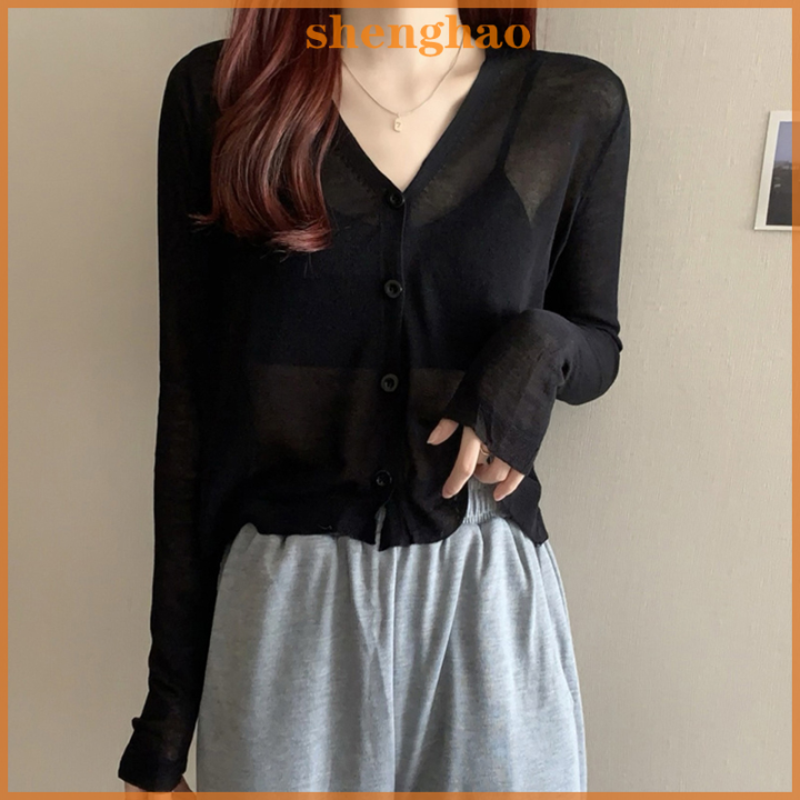 shenghao-เสื้อถักโครเชต์แขนยาวสำหรับผู้หญิงเสื้อถักหลังเซ็กซี่ฤดูร้อน