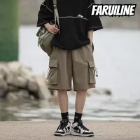 FARUILINE STORE ⚡️กระเป๋ามากขึ้น⚡️ กางเกงผู้ชาย กางเกงขาสั้นผู้ชาย กางเกงทรงตรง ยางยืด วัสดุแห้งเร็ว น้ำหนักเบาและระบายอากาศได้ดี สไตล์ins
