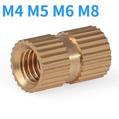 5-50PCS M4 M5 M6 M8  Brass Copper  Knurl Thread Nut  Copper Insert Double Pass Copper Nut  Nut Embedded Fastener Nails  Screws Fasteners
