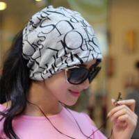 Womens Double-layer Acrylic Letter Pattern Skull Cap Multifunction Beanie