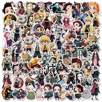 10/50/100Pcs/Set Anime Demon Slayer Graffiti Stickers for Laptop Luggage Bicycle Car Skateboard Computer Waterproof Decal Toys Stickers Labels