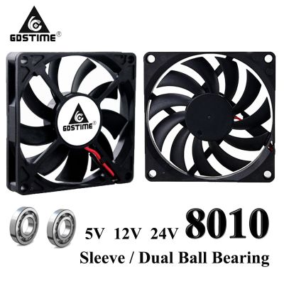 1Pcs Gdstime DC 5V 12V 24V 2PIN 3PIN USB 80MM 80x80x10mm Dual Ball PC Brushless Axial Cooling Fan 8010 8CM Laptop CPU Cooler Fan Cooling Fans