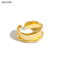 ANDYWEN New 925 Sterling Silver Resizable Geometric Enamel Rings 2020 Rock Punk Jewelry Fashion Jewelry Luxury Thicker Jewels