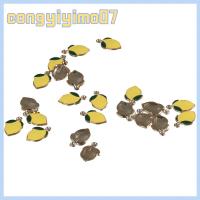 CONGYIYIMO07 30 pcs ยาว20.5มม. เครื่องรางเคลือบมะนาว สีเหลืองทาเล็บ โลหะผสมอัลลอยด์ ตุ้งติ้งเสน่ห์ แข็งแรงและทนทาน กว้าง13.5มม. เครื่องประดับแก้วเคลือบอัลลอย งานฝีมือดีไอวาย