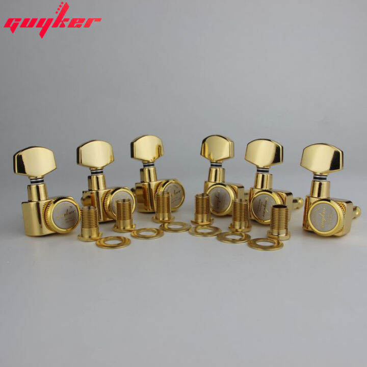 BTOER 6pcs Sealed Guitar String Pegs Locking Tuners Tuning Pegs String Tuners Electric Acoustic Guitar Tuner Machine Heads Knobs Gold 4l2r