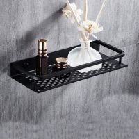 ✕ Black Bathroom Shelf Stainless Steel Toothbrush Towel Shampoo Holders Wall Mounted Space Shower Basket Bathroom Accessories