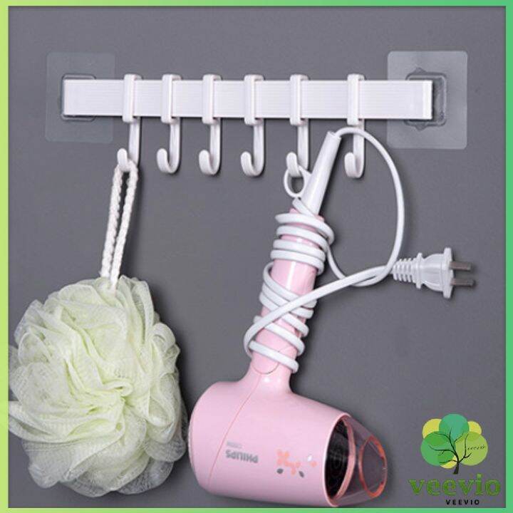 veevio-ราวตะขอ-พลาสติกอเนคประสงค์-แบบติดแผ่นกาว-ไม่ต้องเจาะผนัง-towel-rack-มีสินค้าพร้อมส่ง