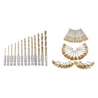 13Pc HSS Titanium Coated Drill Bit Set With 1/4Inch Hex Shank 45Pcs Copper Wire Brush Wheel Sanding Accessories