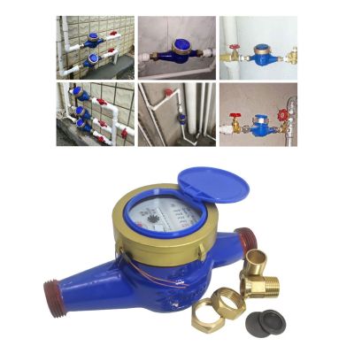 เครื่องวัดน้ำ Heavy Duty Brass Flow Measure Tap Cold Water Meter Home Garden Wet Table Measuring Tools Water Measuring