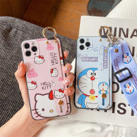 เคสซัมซุงโดราเอมอนน่ารัก Hello Kitty การ์ตูนสายนาฬิกาข้อมือแบบนุ่มสบายผู้ถือสายยาวสำหรับ Samsung S21 Plus S20 FE S20 Ultra S10 Plus S9 S8หมายเหตุ20 Ultra 10 9 8