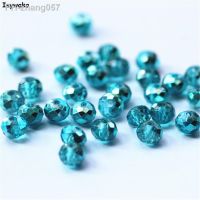 Isywaka Ran Lake Blue Color 4x6mm 50pcs Rondelle Austria faceted Crystal Glass Bead Loose Spacer Bead for Jewelry Making