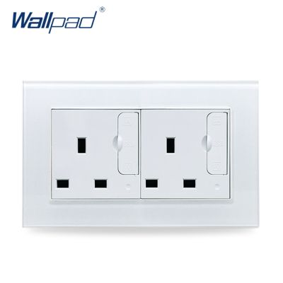 Double 13A Socket with 2 USB Wallpad Luxury Glass Panel 110V-250V 146x86mm 13 amp UK Standard Socket with USB Charging Ports