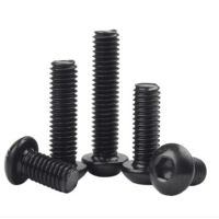 500-1000pcs M2 M2.5 M3 iso7380 steel with black  Round hex socket button head screw bolts mushroom head bolt Nails Screws  Fasteners