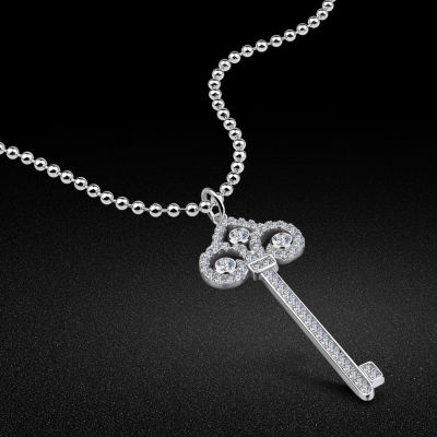 New Arrival 100 925 Silver Necklace-AAAAA Cubic Zircon Key Pendant Chain- Hot Valentines Day Gifts- Sterling Silver Jewelry