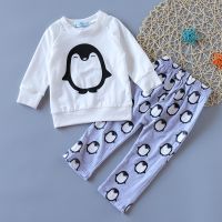 （flowerlove fashionable）เสื้อผ้าเด็กทารก2ชิ้นสำหรับทารกแรกเกิด,กางเกงขายาวชุดลำลองเสื้อใส่อยู่บ้านแขนยาวฤดูใบไม้ผลิฤดูใบไม้ร่วง