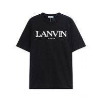 รุ่นใหม่ LANVIN Langfan Chengyi แขนสั้นปัก logo ตัวอักษรลำลอง T เสื้อคอกลมสำหรับผู้ชายและผู้หญิง