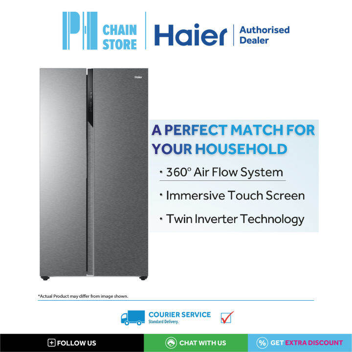 (COURIER SERVICE) HAIER HSR3918FNPG 569L SIDEBYSIDE INVERTER FRIDGE