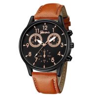 【July】 Foreign trade hot new British mens fashion Geneva three-eye watch business casual