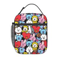 Bt21 กระเป๋าใส่กล่องอาหารกลางวัน มีฉนวนกันความร้อน กันน้ํา ใช้ซ้ําได้ สําหรับเด็ก และผู้ใหญ่