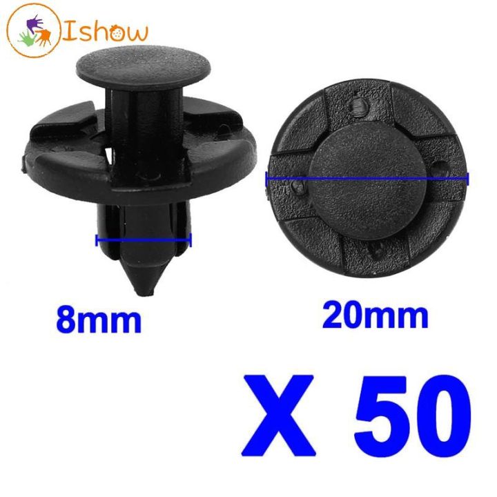 hl50-pcs-8mm-hole-plastic-rivets-fastener-push-clips-black-for-car-auto-fender
