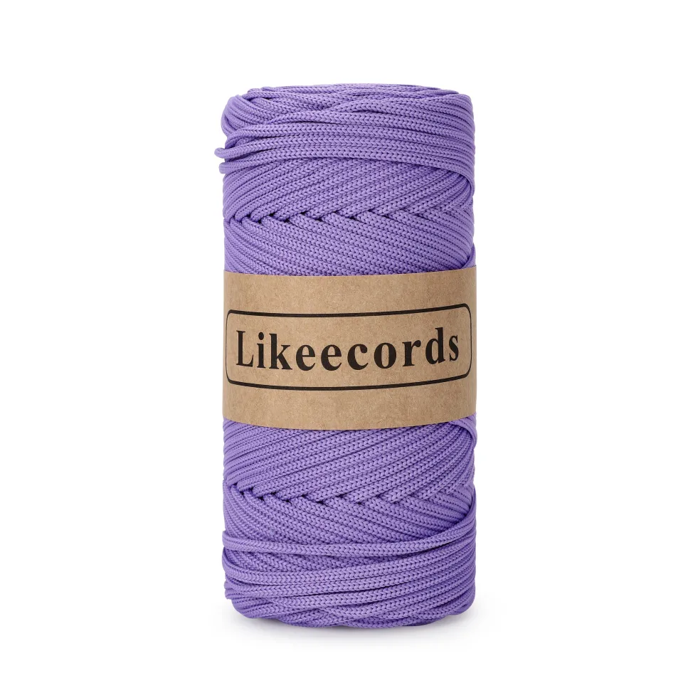 Likeecords 4mm Polyester Braided Macrame Cord 130m,Elastic Yarn