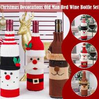 Christmas Decorations Elderly Red Wine Bottle Sets Wine Bottle Bottle Knitted Sets Sets Champagne U8Z7