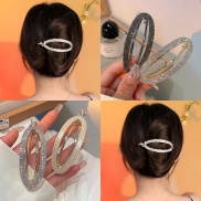 Fashion Retro Curved One-word Buckle Rhinestones Pearl Hairpin for Women
