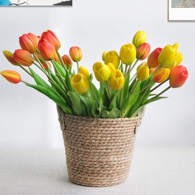 5pcs/Bouquet New Silicone Tulip Artificial Flower Real Touch Fake Flower Bouquet for Wedding Decoration Flowers Home Garen Decor Artificial Flowers  PTH