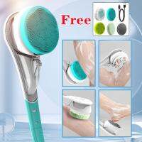 【YF】◎  6 1 Electric Silicone Back Scrubber USB Rechargeable Rotating Shower Spa Cleaning