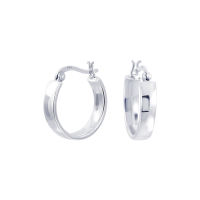 Silver thai 4mm x 20mm Classic wide and flat hoop earrings silverต่างหูห่วงแบนล็อคกว้าง 4 มม. x 20 มม. สลักเงินแท้925 ที่ตัวเรือน