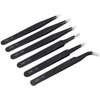 【LZ】卐♠❣  6PCS Precision Tweezer Set Upgraded Antistatic Stainless Steel Bending Tweezers for Electronic Work Jewelry Manufacturing Proces