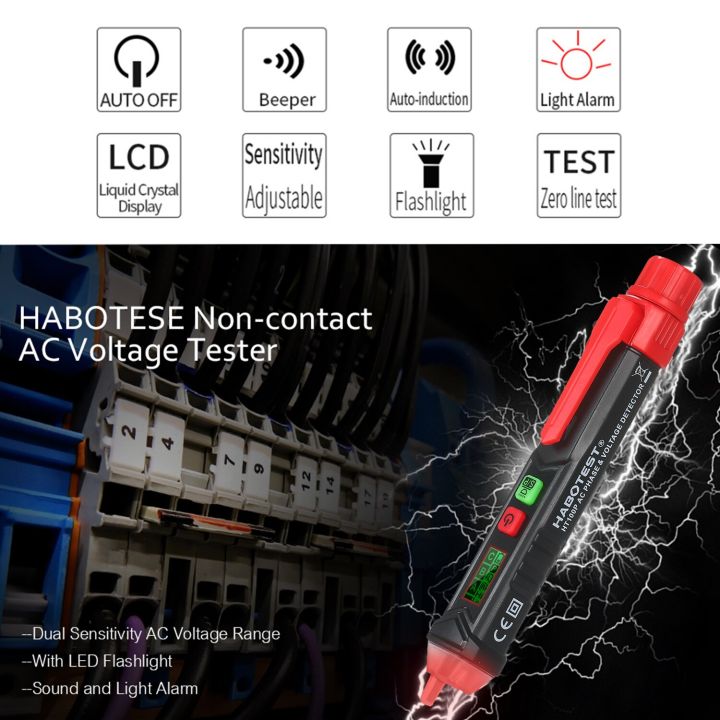 cool-rse35-ขั้นตอนการเตือนภัยของเสียง-amp-ทดสอบด้วยดินสอแรงดันไฟฟ้าที่อยู่อาศัยแบบไม่สัมผัสพร้อมปากกาชนิดปากกาและ-ht100p-ac-ในการวัดและปรับระดับ