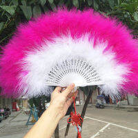 สไตล์วินเทจพับมือถือ Flapper Marabou Feather พัดลมสำหรับเครื่องแต่งกายเต้นรำชาคริสต์มาส Navidad 2022