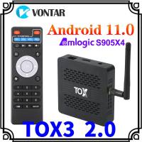 2023 TOX3สมาร์ททีวีกล่อง11 4GB 32GB Amlogic S905X4คู่ Wifi 1000M BT4.1รองรับ AV1 4K 60fps 2G16G DLNA กับ Uso70d TOX1