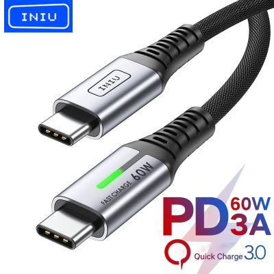 INIU PD 60W USB C To Type C Cable 3A LED Type-C Fast Charging Charger Data Cord For Huawei P40 Xiaomi 11 10 Samsung Macbook Pro