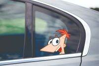 สำหรับ1คู่/2ชิ้นสติกเกอร์อนิเมะหน้าต่างไวนิล Peeker Phineas And Ferb Peeking ตุ่นปากเป็ดดีมาแล้ว