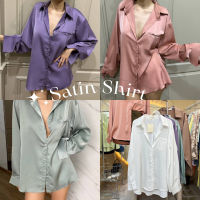 ? Masaya Satin Shirt เสื้อเชิ้ตซาตินทรงโอเวอร์ไซส์ เรียบหรู เซ็กซี่