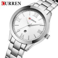 （A Decent035）CURREN แฟชั่น Crocodiessilver สแตนเลสสตีลสร้อยข้อมือหญิง Clock9007