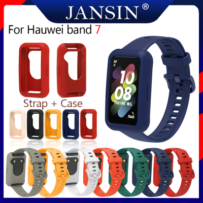 Band 7 สาย เคสนาฬิกาข้อมือ สำหรับ Huawei Band 7 กรณีป้องกัน พร้อมสายนาฬิกาข้อมือ สายซิลิโคน Huawei Band 7 นาฬิกาสมาร์ท เดิมสายสำรองกั