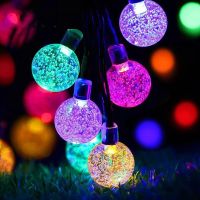 ☞ Solar String Lights Outdoor 100 Led Crystal Globe Light with 8 Modes Waterproof Solar Powered Patio Light for Garden Party Decor