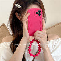 Phone Case เคส Realme C51 C53 NFC เอ็นเอฟซีเคสสีทึบลายคลื่นขนาดใหญ่พร้อมฝาครอบแบบนิ่มที่เป็นซิลิโคนเหลวสร้อยข้อมือแยกได้ RealmeC53 RealmeC51 2023