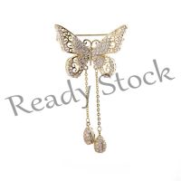 【hot sale】 ﹉™ B36 Fashion Cute Butterfly Fringe Brooch Pin Shiny Rhinestone Brooch Ladies Clothing Pin Animal Insect Accessories